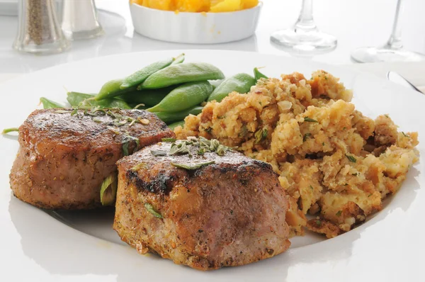Succulent pork tenderloin dinner — Stock Photo, Image