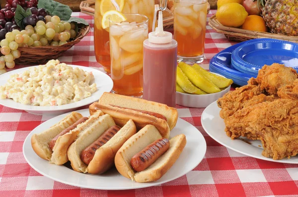 Piknik lunch hot-dogi — Zdjęcie stockowe