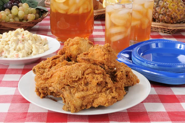 Fried chicken picnic lunch — Stock Photo, Image