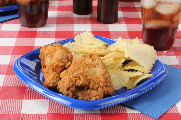 Fried chicken lunch — Stock Photo, Image