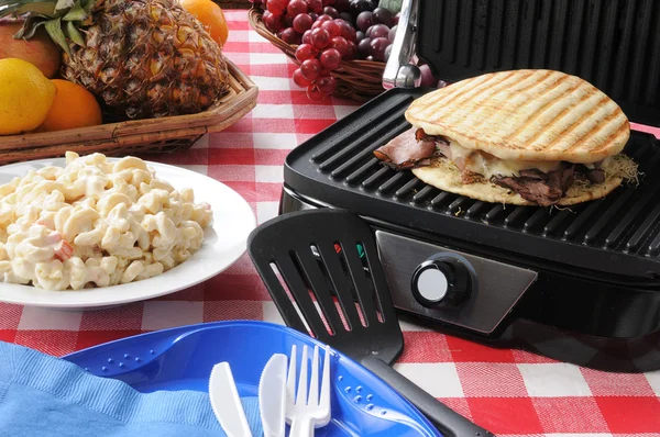 stock image Roast beef and swiss cheese panini