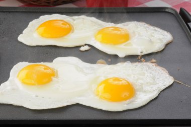 Eggs frying on the griddle clipart