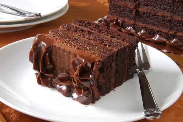 Krajíc čokoládového dortu Stock Obrázky