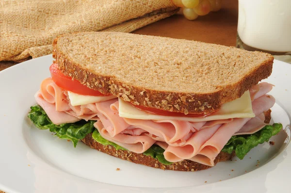 Ham and Swiss Sandwich — Stock Photo, Image