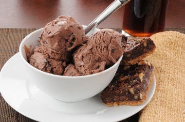 Chocolate ice cream and brownies clipart