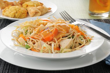 Thai chicken salad with crab rangoon clipart