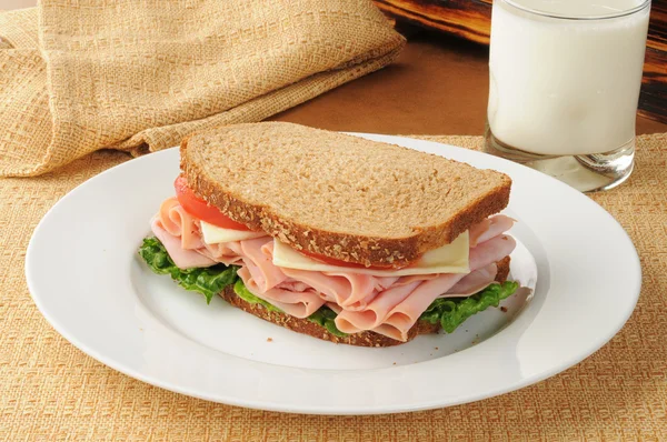 Ham and cheese on wheat — Stock Photo, Image