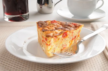 Seafood quiche with juice clipart