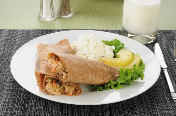 Salmon wrap with cottage cheese — Stock Photo, Image