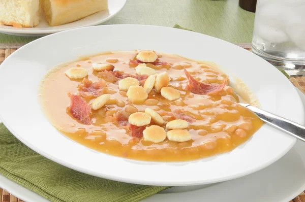 Bean with bacon soup — Stock Photo, Image