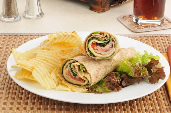 Smoked turkey sandwich wraps — Stock Photo, Image