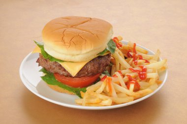 Cheesburger and fries clipart