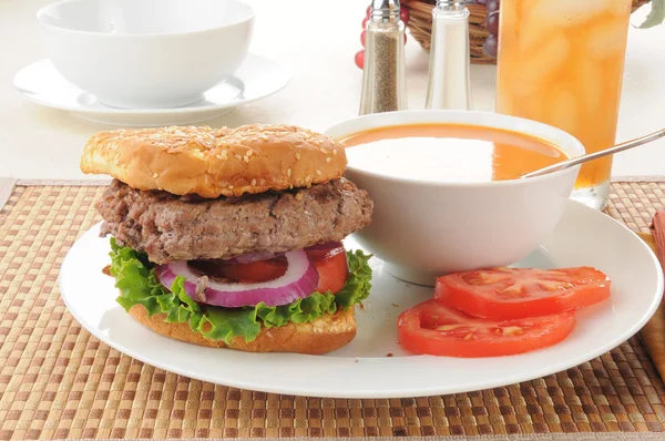 stock image Soup and hamburger