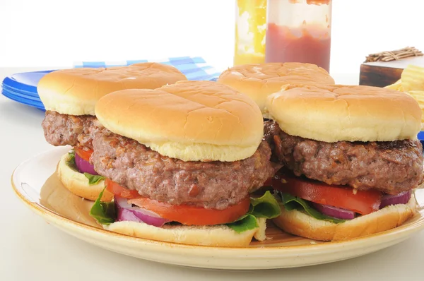 Platter of hamburgers — Stock Photo, Image