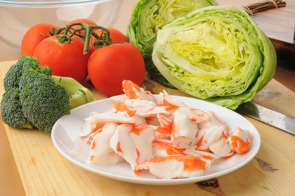 Інгредієнти для крабового салату — стокове фото