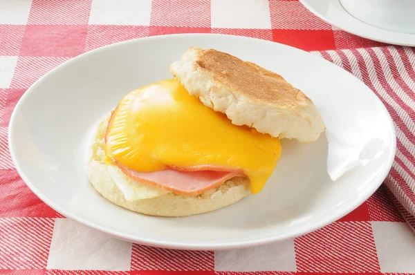 Muffin with egg and ham — Stock Photo, Image