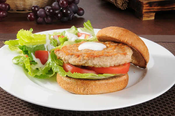 Egészséges csirke vagy pulyka burgert — Stock Fotó