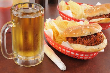 Beer and sloppy Joes clipart