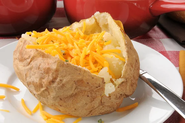 Baked potatowith cheddar cheese — Stok Foto
