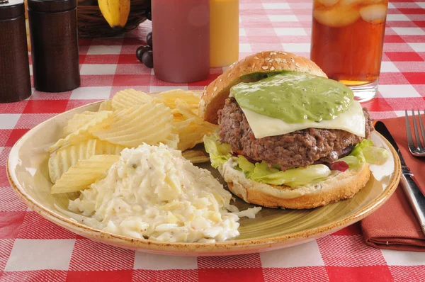 Hamburger with guacamole — Stock Photo, Image