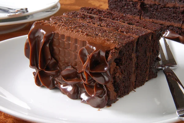 Scheibe Schokoladenkuchen — Stockfoto