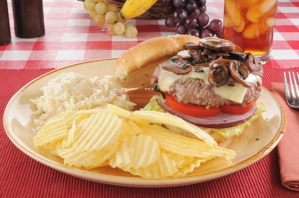Champignon Schweizer Burger — Stockfoto