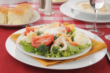 Crab salad with oyster stew clipart