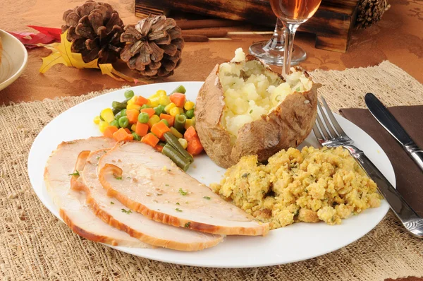 stock image Thanksgiving turkey dinner