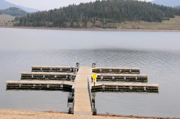 stock image Boat dock at a mountain lake