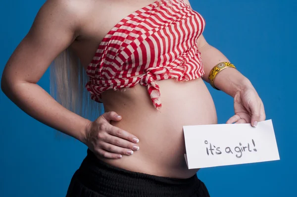 Beautiful pregnant woman expects baby girl — Stock Photo, Image