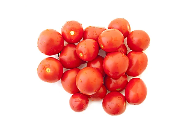 Stock image Wet cherry tomatoes on a white background