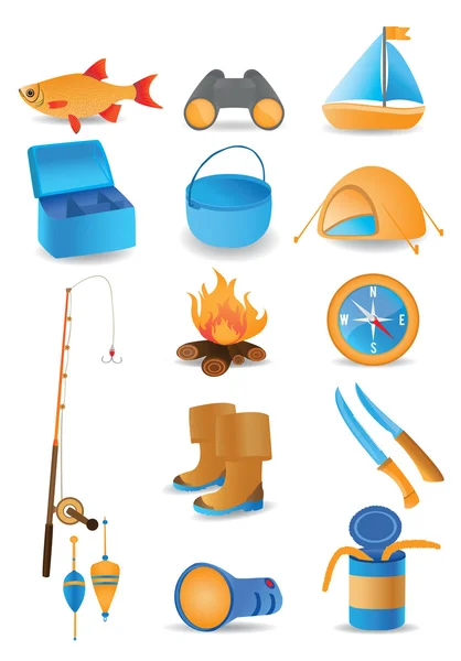 Fishing icons set — Stock Vector
