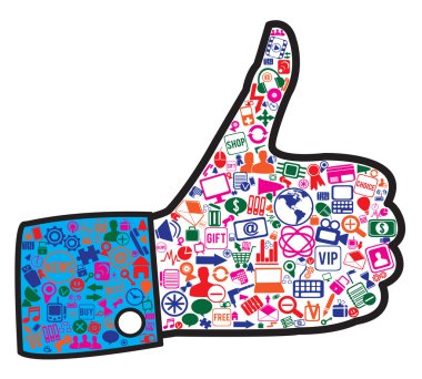 Hand with social media icons clipart