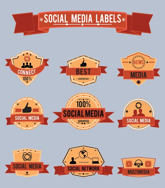 Etykiety mediów społecznych — Wektor stockowy