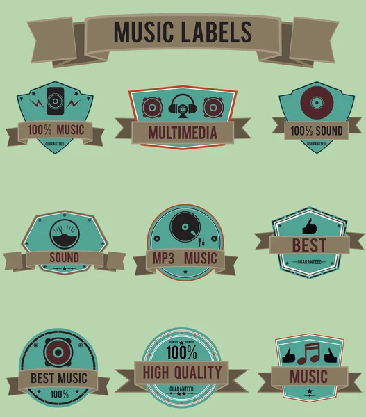 Etiquetas musicais —  Vetores de Stock