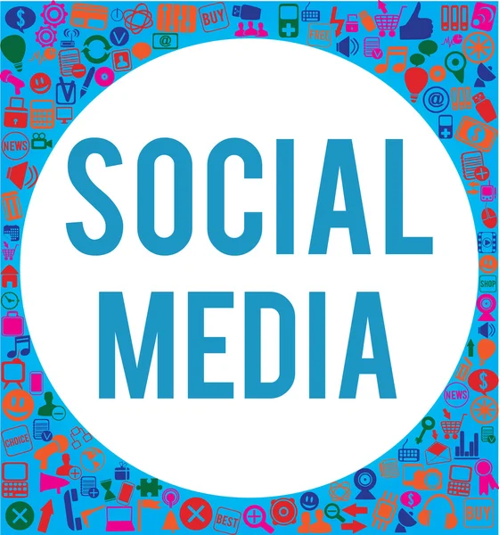 Sosyal medya kavramı farklı sembollerle — Stok Vektör