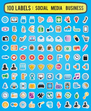 100 labels for social media business clipart