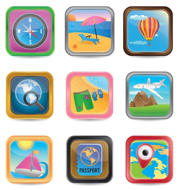 app seyahat düğme kümesi