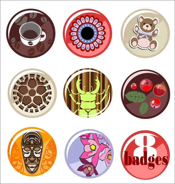 8 badges mignons — Image vectorielle