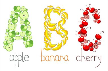 Alphabetic letters from the fruit - ABC clipart