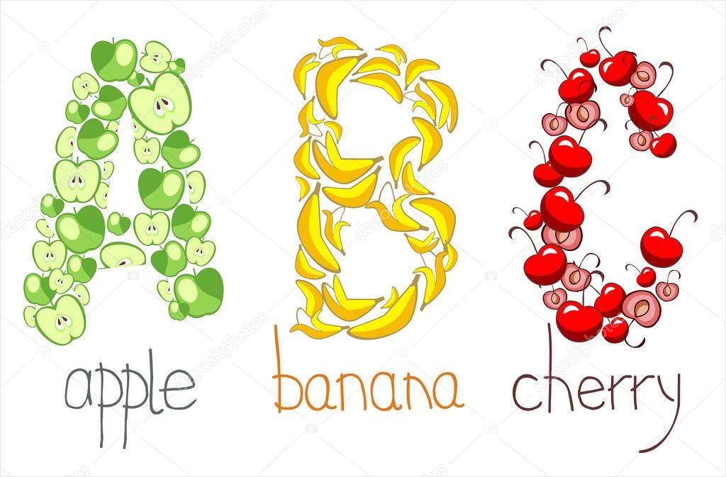 Alphabetic letters from the fruit - ABC
