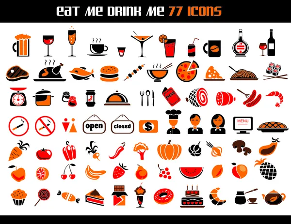 Conjunto de iconos de comida y bebida — Vector de stock