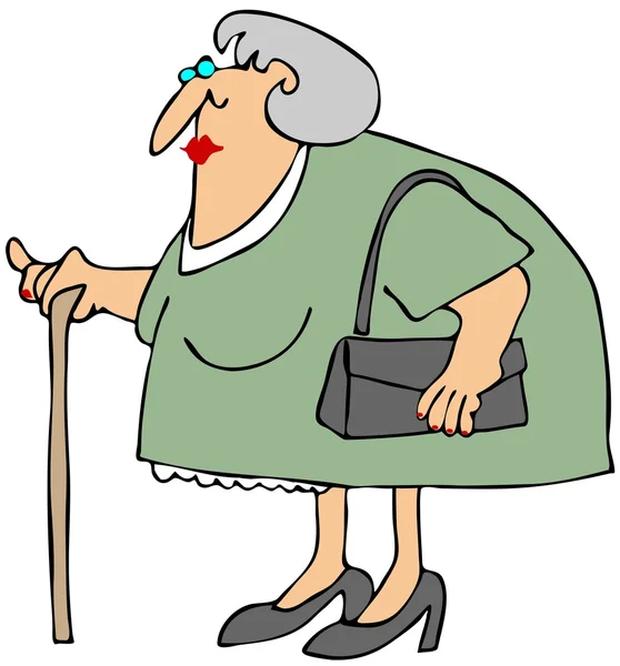 Woman着拐杖的老女人 — 图库照片