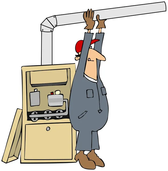 Man Installing A Furnace — Stock Photo, Image