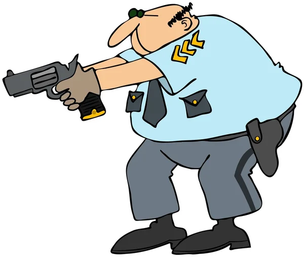 Policia com arma desenhada — Fotografia de Stock