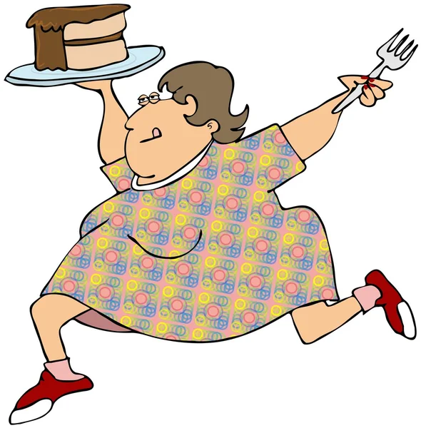 Mulher gostando de bolo de chocolate — Fotografia de Stock
