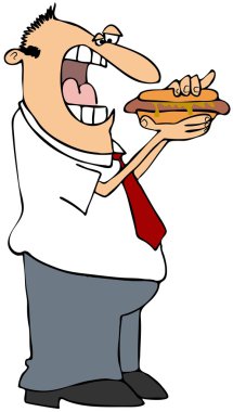 Man eating a hot dog clipart