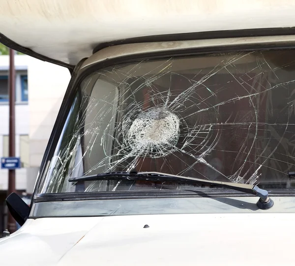 Broken car windshield