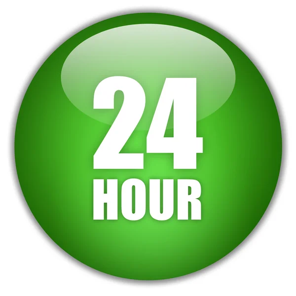 Двадцать четыре часа зеленый значок — стоковое фото