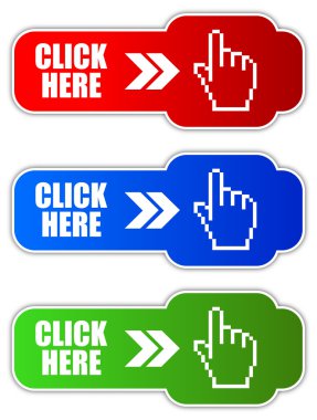Vector click here buttons clipart